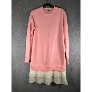 CLU‎ Sweater Dress Women Small Pink Mixed White Shirt Layered Long Sleeve Soft
